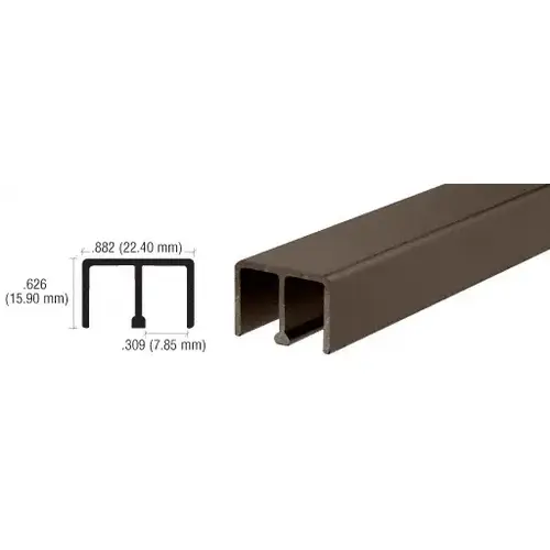 Duranodic Bronze Aluminum Upper Track for 1/4" Sliding Panels -  18" Stock Length - pack of 5