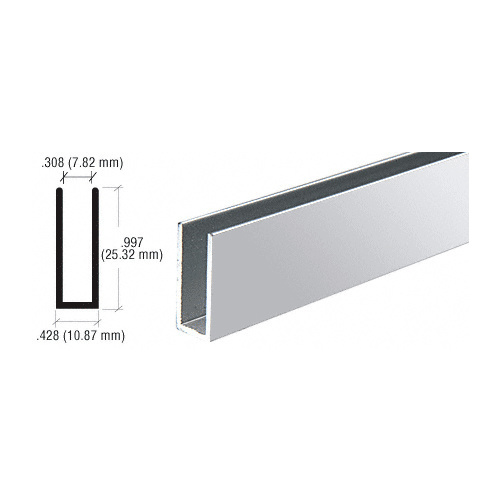 CRL D623BA Brite Anodized 1/4" Single Channel with 1" High Wall 144" Stock Length
