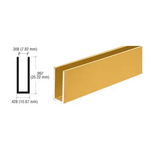 Gold Anodized 1/4" Single Channel with 1" High Wall  18" Stock Length - pack of 10