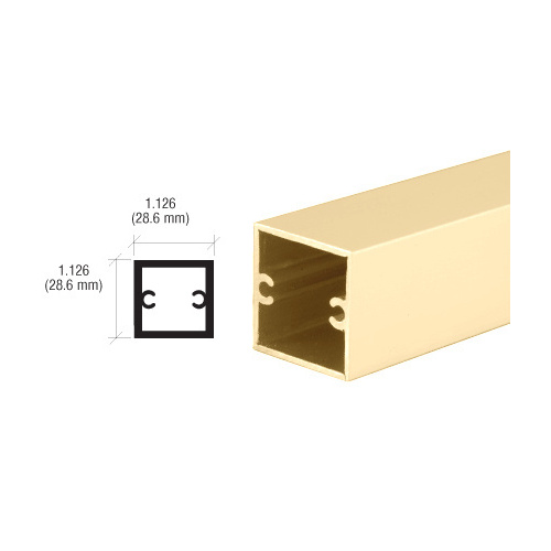 CRL D630BGA Brite Gold Anodized 1-1/8" Square Tubing for Partition Post 144" Stock Length
