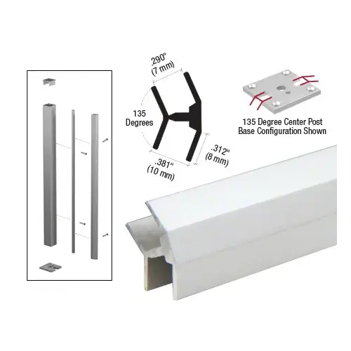 Satin Anodized 135 Degree Partition Post for Special Installation  48" Stock Length - pack of 3