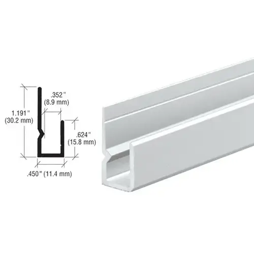 Brite Anodized Deep Nose Heavy Indented Back Aluminum 1/4" J-Channel  72" Stock Length - pack of 50