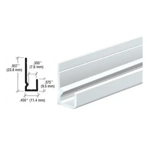 Brite Anodized Standard Heavy Indented Back Aluminum 1/4" J-Channel  60" Stock Length