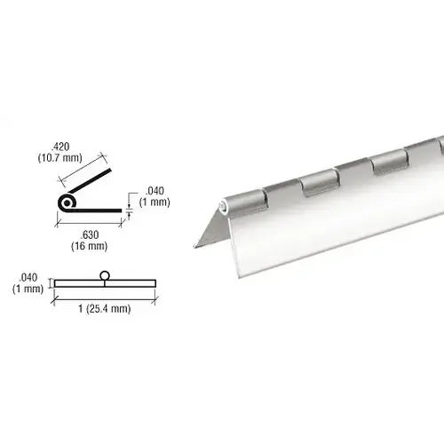 Chrome Finish 1" Steel Piano Hinge - 72"