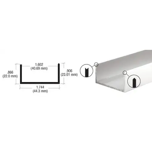 Satin Anodized Mullion Support U-Channel  48" Stock Length - pack of 3