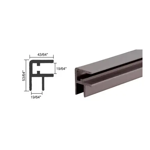 Dark Bronze Front Top Rail Showcase Extrusion  48" Stock Length - pack of 3