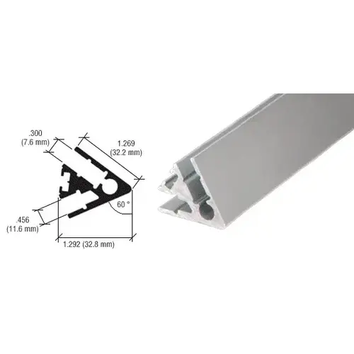 Satin Anodized 60 Degree Showcase Rail 144" Stock Length