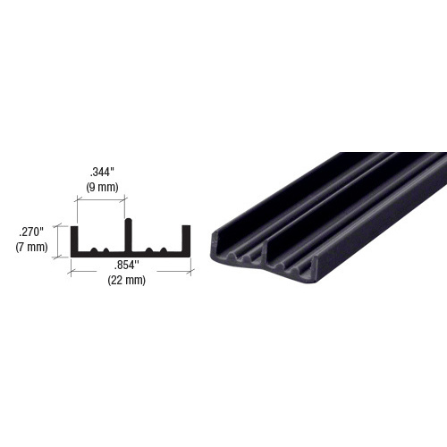 Black Lower Plastic Track for 1/4" Sliding Panels  72" Stock Length