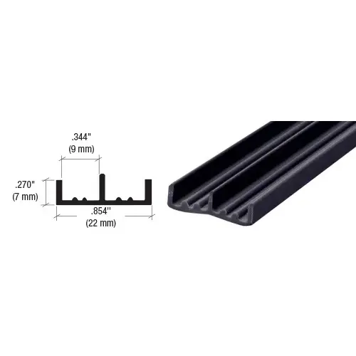 Black Lower Plastic Track for 1/4" Sliding Panels  36" Stock Length - pack of 5