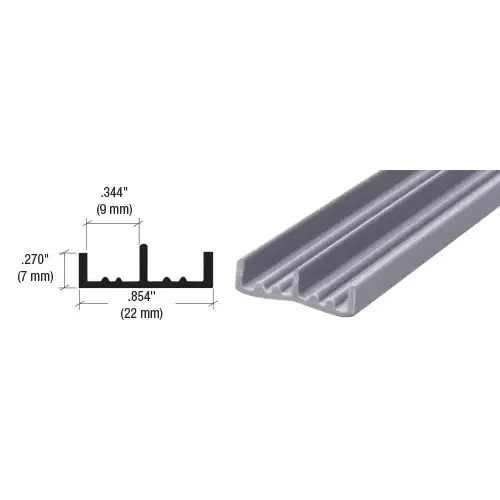 Gray Lower Plastic Track for 1/4" Sliding Panels -  12" Stock Length - pack of 10