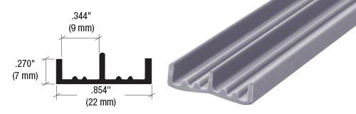 CRL D702GRY Gray Lower Plastic Track for 1/4" Sliding Panels 144" Stock Length