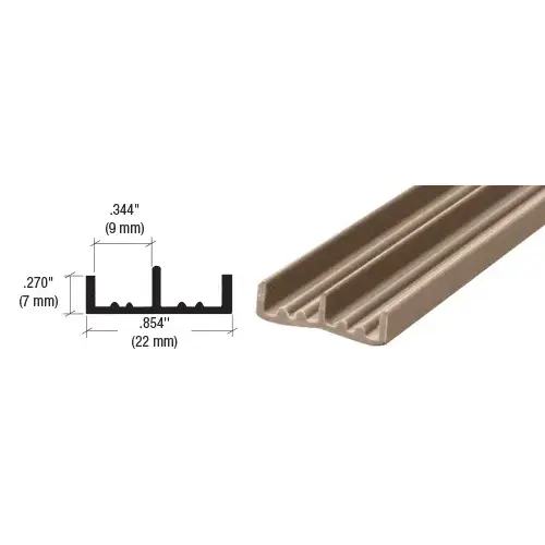 Tan Lower Plastic Track for 1/4" Sliding Panels  36" Stock Length - pack of 5