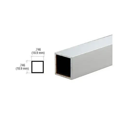 Satin Anodized 3/4" Square Tube Extrusion  84" Stock Length - pack of 50