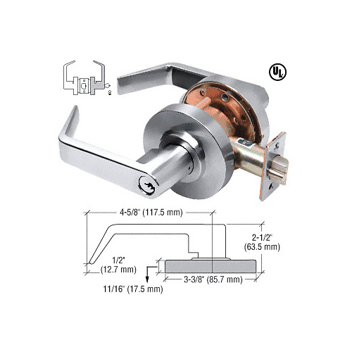 Polished Chrome Heavy-Duty Grade 2 Lever Locksets Storeroom 6-Pin