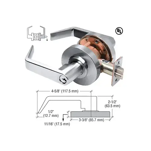 Heavy-Duty Polished Chrome Grade 1 Lever Locksets Storeroom 6-Pin