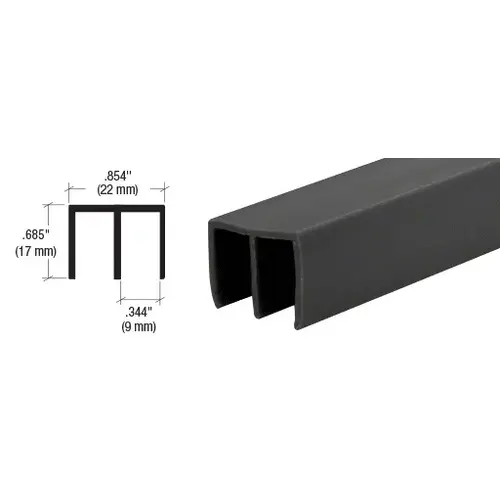 Black Upper Plastic Track for 1/4" Sliding Panels  60" Stock Length - pack of 5