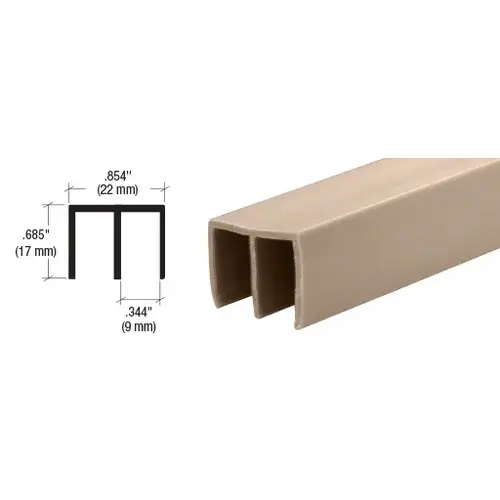 Tan Upper Plastic Track for 1/4" Sliding Panels -  18" Stock Length - pack of 50