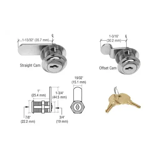 Brushed Nickel Cam Lock - Randomly Keyed