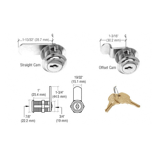 Chrome Cam Lock - Randomly Keyed