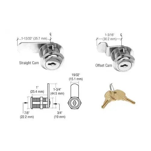 Chrome Cam Lock - Randomly Keyed
