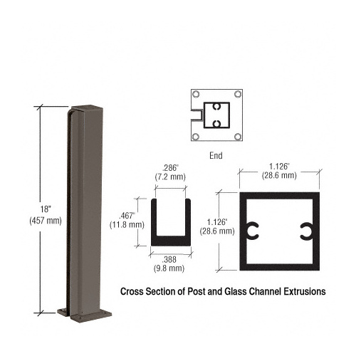 Duranodic Bronze 18" End Design Series Partition Post