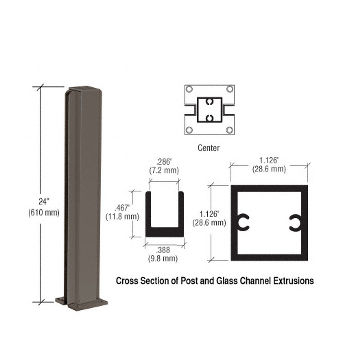 Duranodic Bronze 24" Center Design Series Partition Post