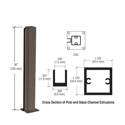 Duranodic Bronze 30" End Design Series Partition Post