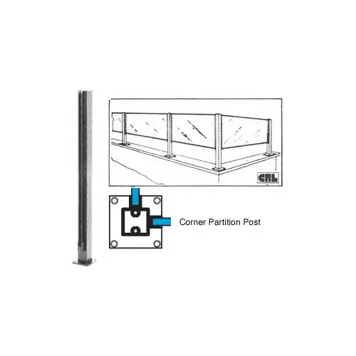 Satin Anodized Air Space Corner Custom Design Series Partition Post