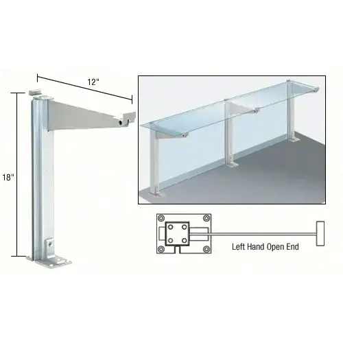 Brite Anodized 18" High Left Hand Open End Design Series Partition Post with 12" Deep Top Shelf
