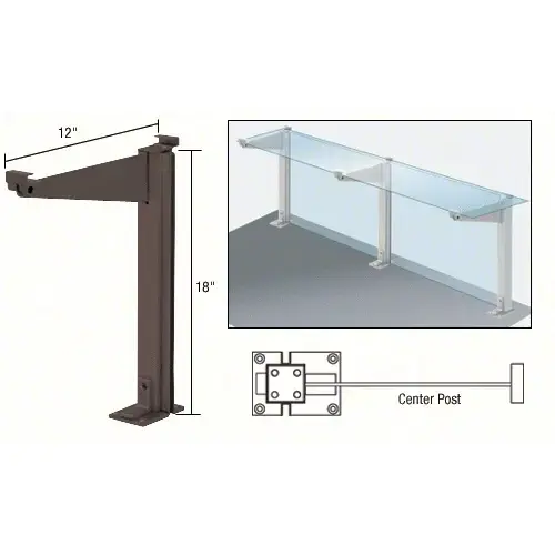 CRL D995DUC Duranodic Bronze 18" High Center Design Series Partition Post with 12" Deep Top Shelf