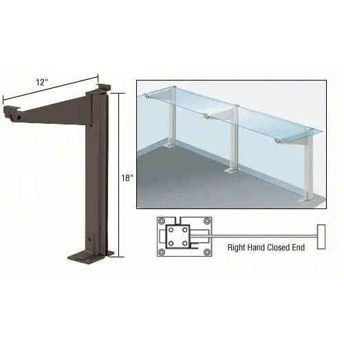 CRL D995DURHCE Duranodic Bronze 18" High Right Hand Closed End Design Series Partition Post with 12" Deep Top Shelf