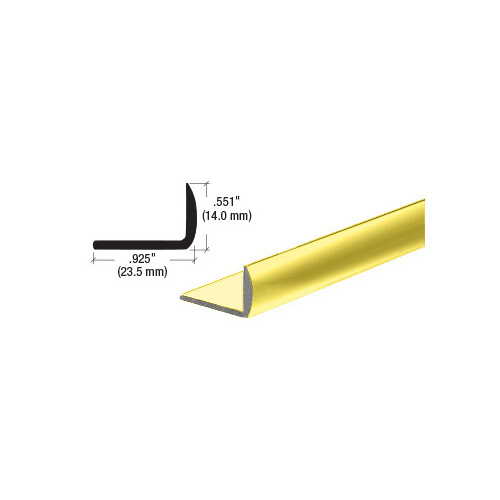 Brite Gold Anodized 1/2" Aluminum Rounded Face Angle Extrusion 144" Stock Length