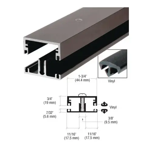 Dark Bronze Anodized Shallow Division Bar with Vinyl -  48" Stock Length - pack of 3