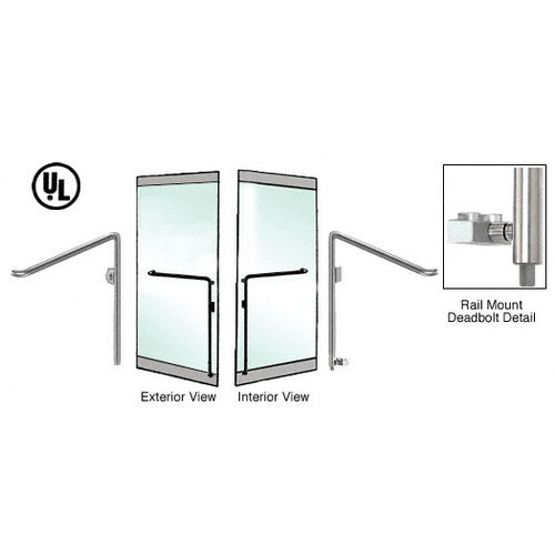 Brushed Stainless Left Hand Reverse Rail Mount Keyed Access 'C' Exterior Bottom Securing Deadbolt Handle