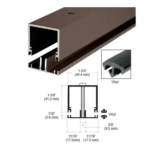 CRL-U.S. Aluminum DB175DU Deep Division Bar with Vinyl, Dark Bronze Anodized- 12' Stock Length