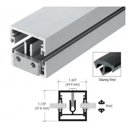 CRL DB27411 Clear Anodized Shallow 1-3/4" x 1-7/8 Division Bar with Vinyl-24 ft