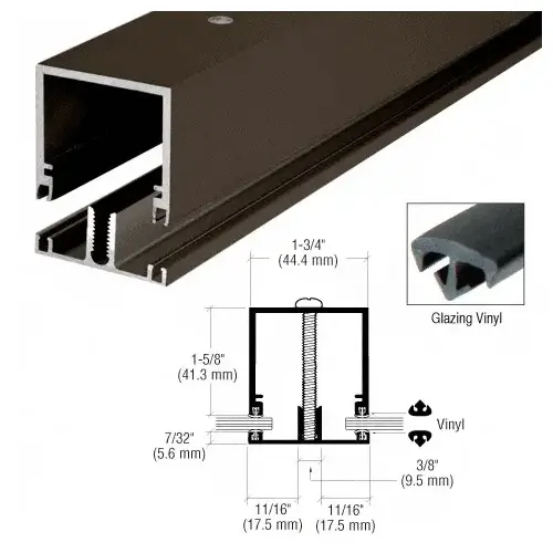 CRL-U.S. Aluminum DB47522 Deep Division Bar with Vinyl, Dark Bronze Anodized - 24 ft
