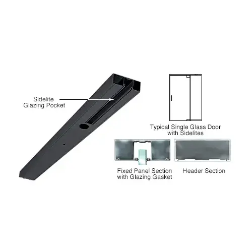 Black Powder Coated Custom Length 4-1/2" One Pocket Single Sided Door Header