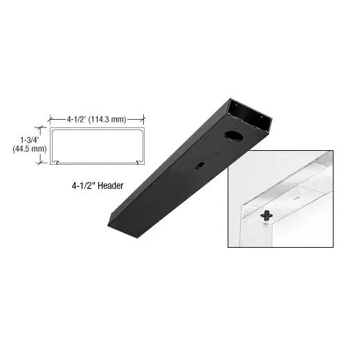 Black Powder Coated 4-1/2" x 36" Single Door Header