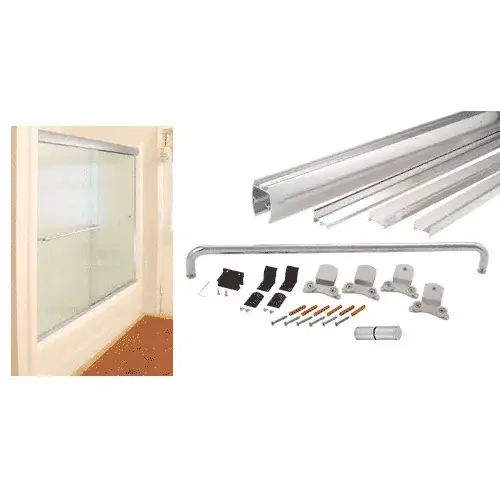 Brite Anodized 60" x 60" Cottage DK Series Sliding Shower Door Kit with Metal Jambs for 3/8" Glass GLASS NOT INCLUDED