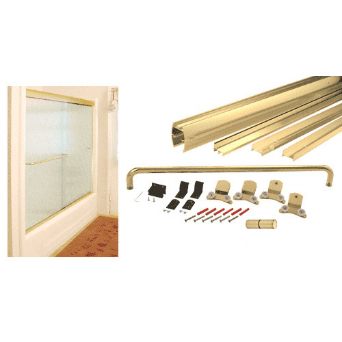 Brite Gold Anodized 60" x 72" Cottage DK Series Sliding Shower Door Kit with Metal Jambs for 3/8" Glass NO GLASS INCLUDED