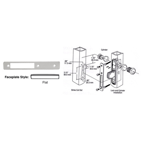 CRL DL2111A Aluminum Flat Faceplate for DL2110 Series Long Throw Deadlocks