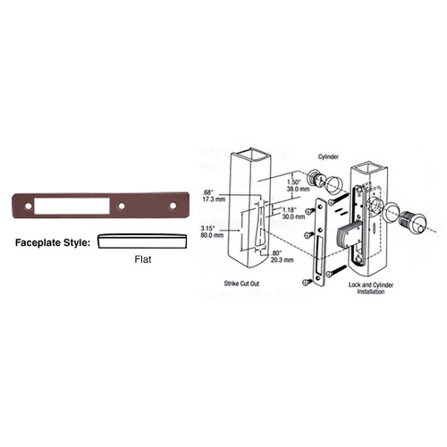 CRL DL2111DU Dark Bronze Flat Faceplate for DL2110 Series Long Throw Deadlocks