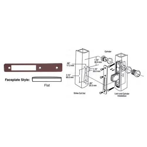 Dark Bronze Flat Faceplate for DL2110 Series Long Throw Deadlocks