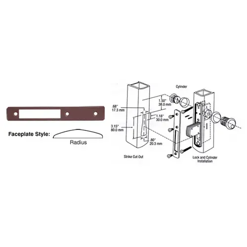 Dark Bronze Radius Faceplate for DL2110 Series Long Throw Deadlocks