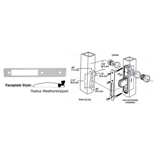 CRL DL2113A Aluminum Radius Weather-stripped Faceplate for DL2110 Series Long Throw Deadlocks