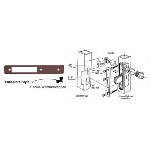 Dark Bronze Radius Weather-stripped Faceplate for DL2110 Series Long Throw Deadlocks