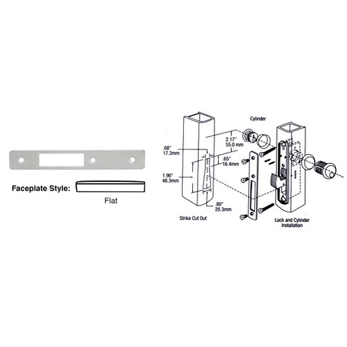 Aluminum Flat Faceplate for DL2130 Series Hook Throw Deadlocks