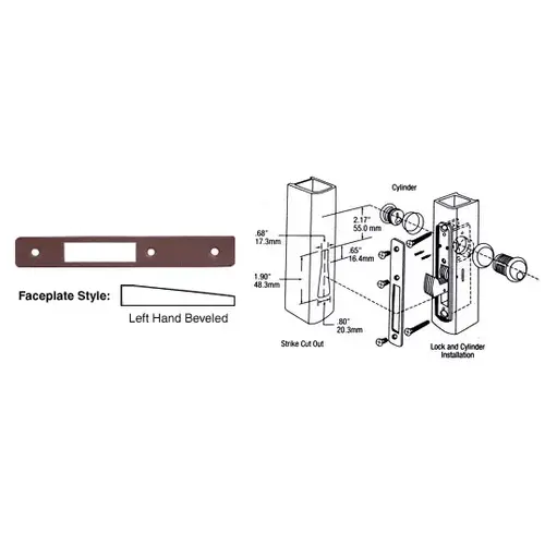 Dark Bronze Left Hand Beveled Faceplate for DL2130 Series Hook Throw Deadlocks