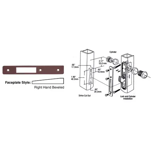 Dark Bronze Right Hand Beveled Faceplate for DL2130 Series Hook Throw Deadlocks